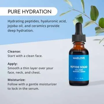 MAELOVE Peptide Squad Collagen Renewal Serum, Anti-Aging Serum for Face with Copper Peptides, Argireline, and Matrixyl 3000, Hydrating Peptide Serum for Wrinkles, Fine Lines, and Skin Elasticity