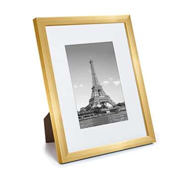 upsimples 8.5x11 Picture Frame Set of 10, Display Pictures 6x8 with Mat or 8.5x11 Without, Multi Photo Frames Collage for Wall or Tabletop Display, Gold