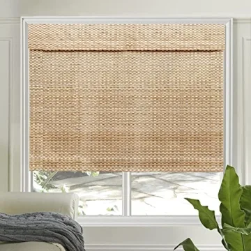 Letau Wood Cordless Window Shades: Custom Bamboo Light Filtering Roller Shades, Pattern 9
