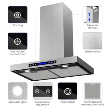 AROAN 36" Stainless Steel Range Hood with LED Lighting