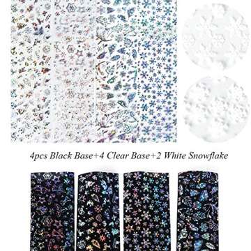 10 Sheets Christmas Nail Foil Transfer Sticker, Kissbuty Holographic Christmas Symbols Nail Art Stickers Tips Wraps Foil Transfer Adhesive Glitters Acrylic DIY Xmas Nail Decoration