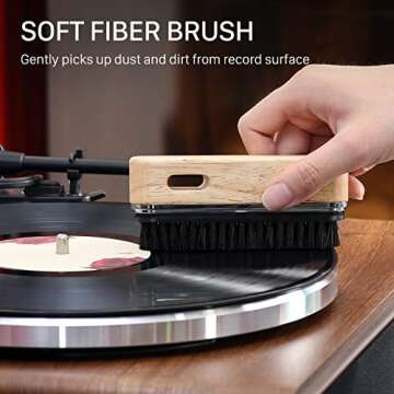 1 by ONE Vinyl Record Cleaner Brush - Anti-Static and Efficient Vinyl Cleaning Tool with Magnetic He...