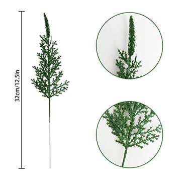 Uieke 30 PCS Artificial Pine Leaves Branches 13.7’’ Christmas Tree Picks Pine Needle Sprigs Fake Faux Plants for Home DIY Garland Wreath Crafts Xmas Tree Decor