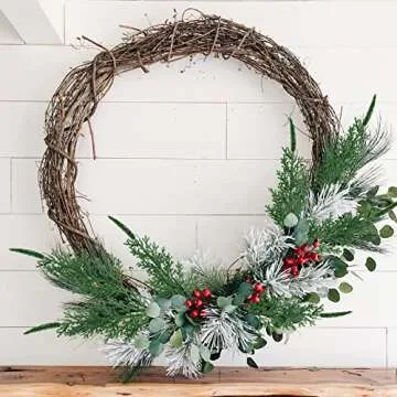 Uieke 30 PCS Artificial Pine Leaves Branches 13.7’’ Christmas Tree Picks Pine Needle Sprigs Fake Faux Plants for Home DIY Garland Wreath Crafts Xmas Tree Decor