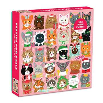 Galison Festive Furballs Puzzle – A 500-Piece Whimsical Holiday Adventure