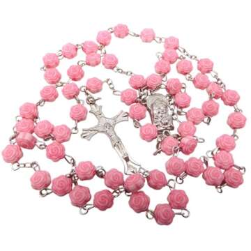 Exquisite Pink Rosary Set for First Communion Girls