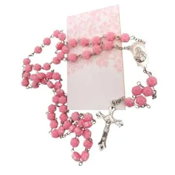 Exquisite Pink Rosary Set for First Communion Girls