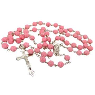 Exquisite Pink Rosary Set for First Communion Girls