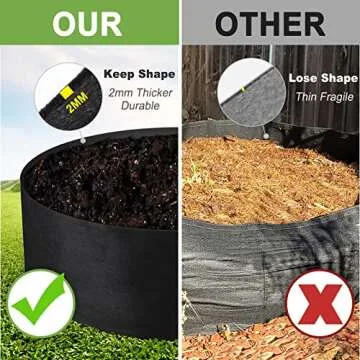 IWNTWY 15 Gallon Large Grow Bag, Heavy Duty Fabric Round Raised Garden Bed Planter Pots for Planting Herb Flower Vegetable Potato Plants (24" D x 8" H, Black)