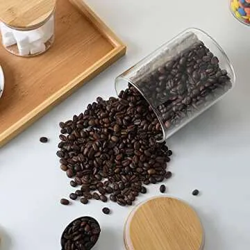 umieo Glass Food Storage Containers with Bamboo Lids Large Glass Food Storage Jars for Coffee Bar Te...