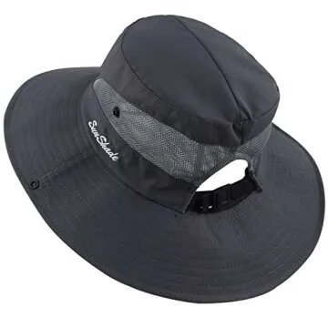 Women's Sun Hat Outdoor UV Protection Foldable Mesh Bucket Hat Wide Brim Summer Beach Fishing Cap Pure Grey