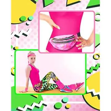 Hercicy 7 Pcs 80s Workout Costume 80s 90s Leotard Legging Headband Wristbands Leg Warmers Earrings Fanny Pack