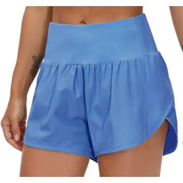 THE GYM PEOPLE Womens High Waisted Running Shorts Quick Dry Athletic Workout Shorts with Mesh Liner ...