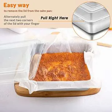 E-far Non-toxic 8 x 8 Baking Pans Set with Lids