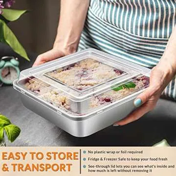 E-far Non-toxic 8 x 8 Baking Pans Set with Lids
