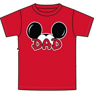 Disney Mickey Mouse Dad Fan T-Shirt - Medium Red | 100% Cotton & Officially Licensed
