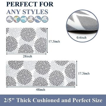 HEBE Anti-Fatigue Kitchen Mats - Non-Slip Comfort Rug Set