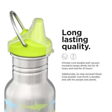 KLEAN KANTEEN Sharks Classic Kids Sippy Bottle 12oz
