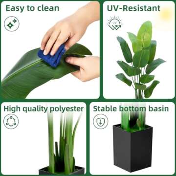 HZXGCP Bird of Paradise Artificial Plant 5ft,Faux Plants Indoor Tall with 10 Trunks - The Perfect Indoor Silk Floor Plant for Home Decor in Living Room, Office, and Bedroom