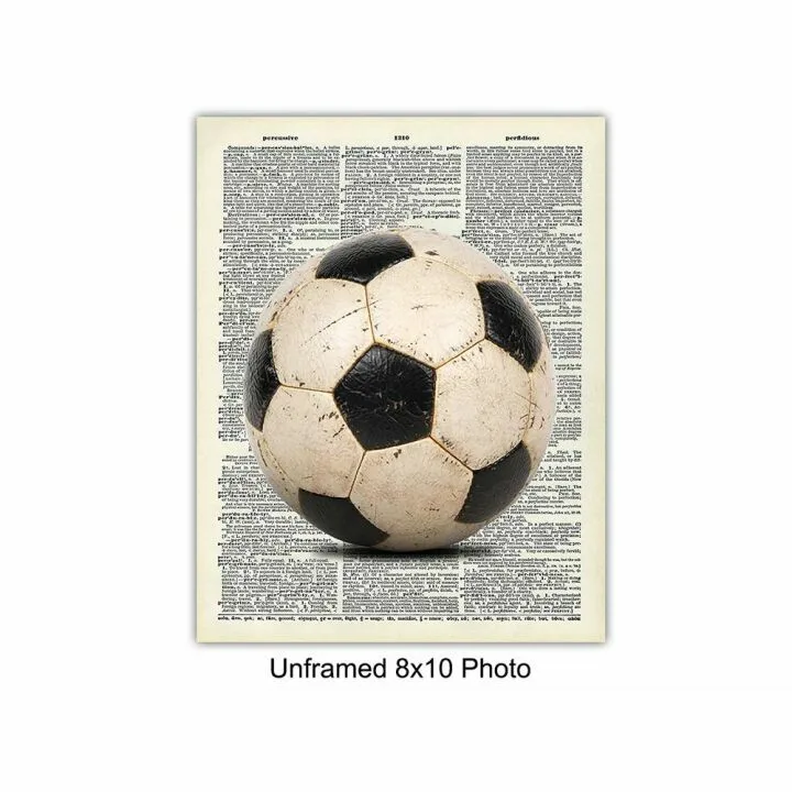 Upcycled Soccer Wall Art Print Set for Home Decor