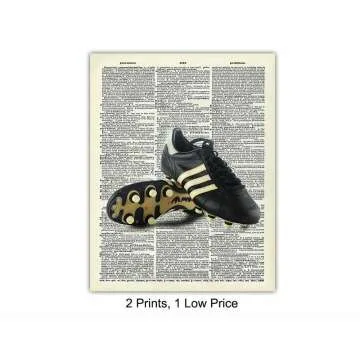 Upcycled Soccer Wall Art Print Set for Home Decor