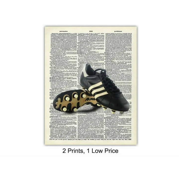 Upcycled Soccer Wall Art Print Set for Home Decor