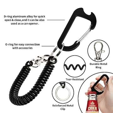 HOTEMIA Phone Tether Lanyard Anti Theft Phone Strap with Carabiner Anti-Drop Outdoor Skiing Hiking C...