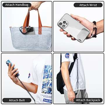 HOTEMIA Phone Tether Lanyard Anti Theft Phone Strap with Carabiner Anti-Drop Outdoor Skiing Hiking Cycling Fishing Climbing fit iPhone and Most Cell Phone (Black)