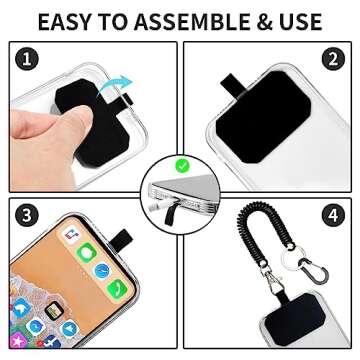 HOTEMIA Phone Tether Lanyard Anti Theft Phone Strap with Carabiner Anti-Drop Outdoor Skiing Hiking Cycling Fishing Climbing fit iPhone and Most Cell Phone (Black)