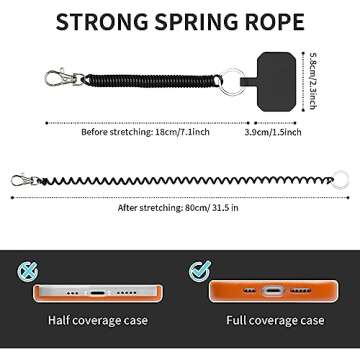 HOTEMIA Phone Tether Lanyard Anti Theft Phone Strap with Carabiner Anti-Drop Outdoor Skiing Hiking Cycling Fishing Climbing fit iPhone and Most Cell Phone (Black)