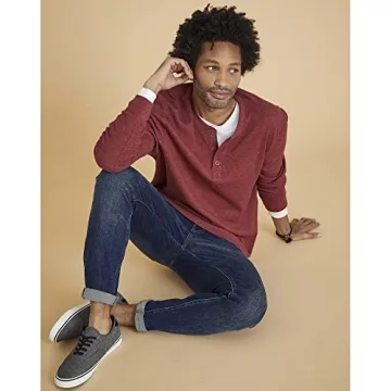 Hanes Men's Long Sleeve Three-Button Henley Shirt