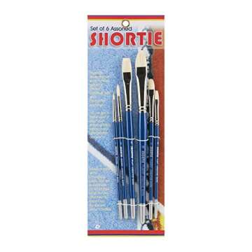Creative Mark 6 Piece Short Handle Paintbrush Set, Perfect for Oil and Alkyd Painting, Traveling & Workshops, Assorted Sizes