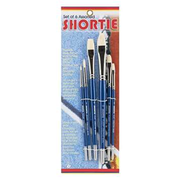 Creative Mark 6 Piece Short Handle Paintbrush Set, Perfect for Oil and Alkyd Painting, Traveling & Workshops, Assorted Sizes