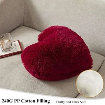 Soft Faux Fur Heart Pillow Ideal for Gifts and Decor