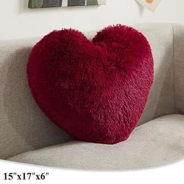 Soft Faux Fur Heart Pillow Ideal for Gifts and Decor