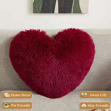 Soft Faux Fur Heart Pillow Ideal for Gifts and Decor
