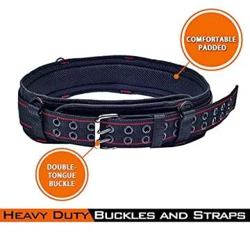 Padded Tool Belt 3 Inch Heavy Duty Work Tool Belt with Back Support Adjustable Waist