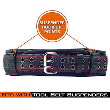 Padded Tool Belt 3 Inch Heavy Duty Work Tool Belt with Back Support Adjustable Waist