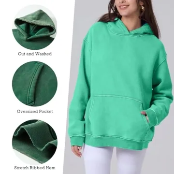Women's Oversized Vintage Acid Wash Hoodie Cozy Fleece