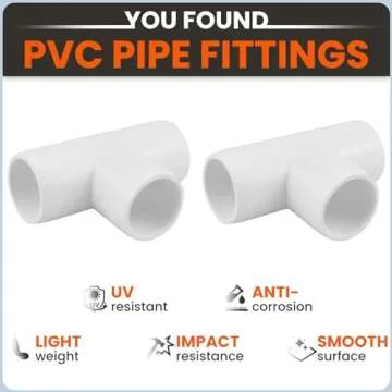 SDTC Tech 4-Pack 1" Tee PVC Fitting 3 Way Furniture Grade Pipe Elbow Connector for DIY PVC Shelf Garden Support Structure Storage Frame