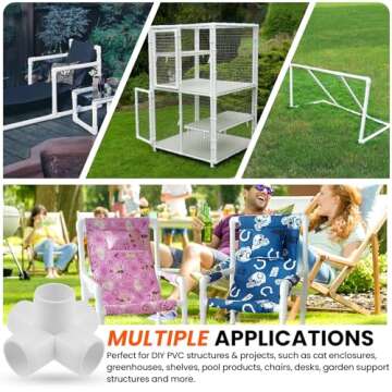 SDTC Tech 4-Pack 1" Tee PVC Fitting 3 Way Furniture Grade Pipe Elbow Connector for DIY PVC Shelf Garden Support Structure Storage Frame