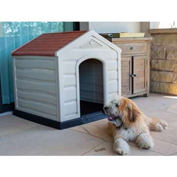 Internet’s Best Outdoor Dog House - Medium or Large Dogs - Comfortable Cool Shelter - Durable Plas...