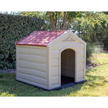 Internet’s Best Outdoor Dog House - Medium or Large Dogs - Comfortable Cool Shelter - Durable Plastic Design - Home Kennel - Indoor or Outdoor Use - Large