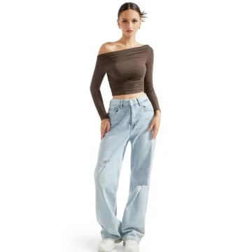 Stylish Off Shoulder Long Sleeve Crop Top For Women