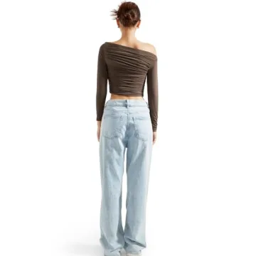Stylish Off Shoulder Long Sleeve Crop Top For Women