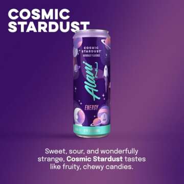 Alani Nu COSMIC STARDUST Sugar Free, Low Calorie Energy Drinks | 200mg Caffeine | Biotin B Vitamins | Zero Sugar | 10 Calories | 12 Fl Oz Cans | 12 Pack