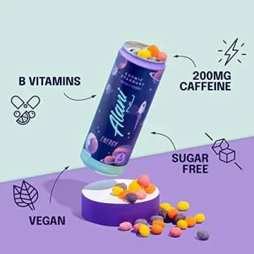 Alani Nu COSMIC STARDUST Energy Drinks | Low Calorie & Sugar Free | 200mg Caffeine