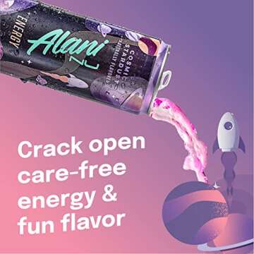 Alani Nu COSMIC STARDUST Sugar Free, Low Calorie Energy Drinks | 200mg Caffeine | Biotin B Vitamins | Zero Sugar | 10 Calories | 12 Fl Oz Cans | 12 Pack