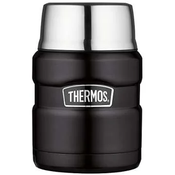 THERMOS Stainless Steel King Vacuum-Insulated Food Jar with Spoon, 16 Ounce, Matte Black