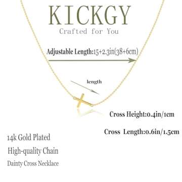 Awvialy Sideways Cross Necklace for Women,Dainty Gold Cross Necklace 14k Gold Plated Cross Necklace Cute Gold Cross Pendant Simple Gold Choker Necklaces Aesthetic Gold Jewelry for Women Gift